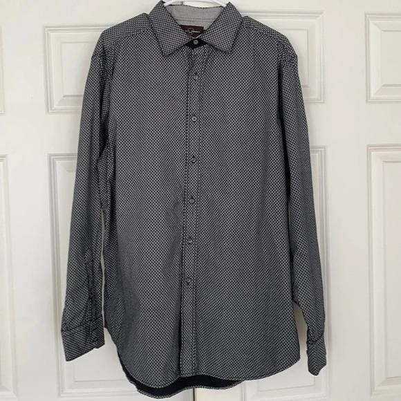 Black Brown 1826 black & white patterned button down shirt size XL casual shirt - Picture 1 of 5